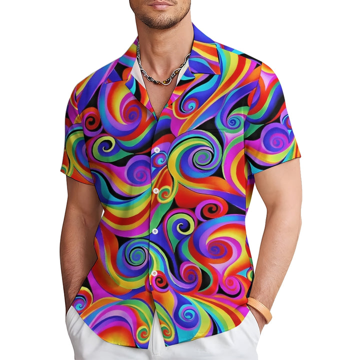 Men's Colorful Printed Casual Short Sleeve Shirt 2306103186