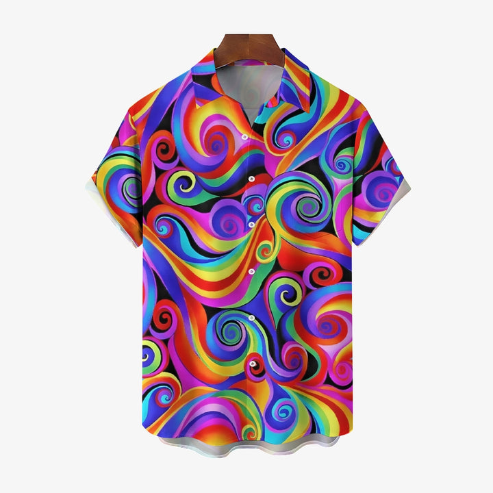 Men's Colorful Printed Casual Short Sleeve Shirt 2306103186