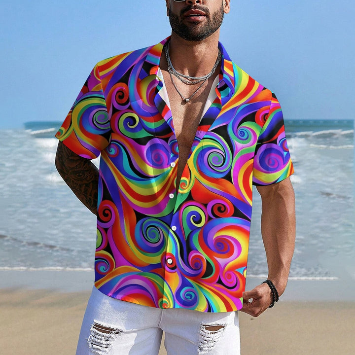 Men's Colorful Printed Casual Short Sleeve Shirt 2306103186