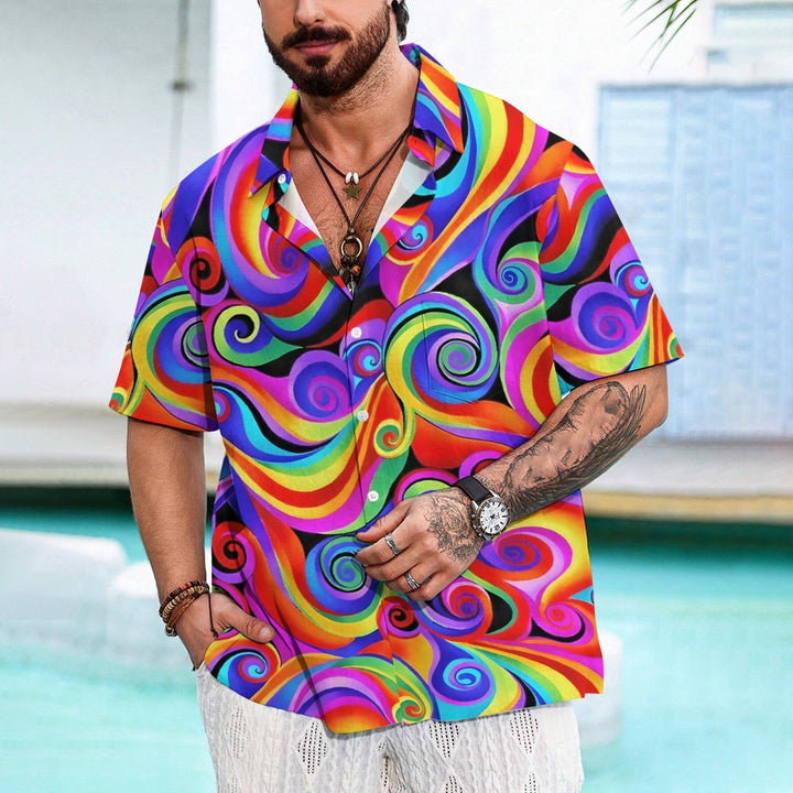 Men's Colorful Printed Casual Short Sleeve Shirt 2306103186