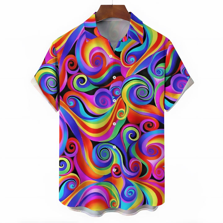 Men's Colorful Printed Casual Short Sleeve Shirt 2306103186