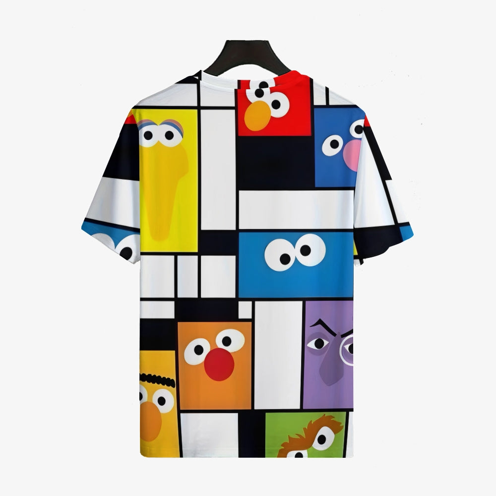 Men's Casual Sesame Street Geometric Art Print T-Shirt 2308100063