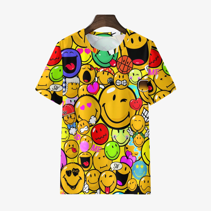 Men's Smiley Print Round Neck Casual T-Shirt 2311000179