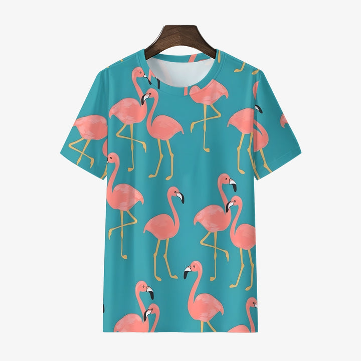 Men's Flamingo Crew Neck Casual T-Shirt 2402000104