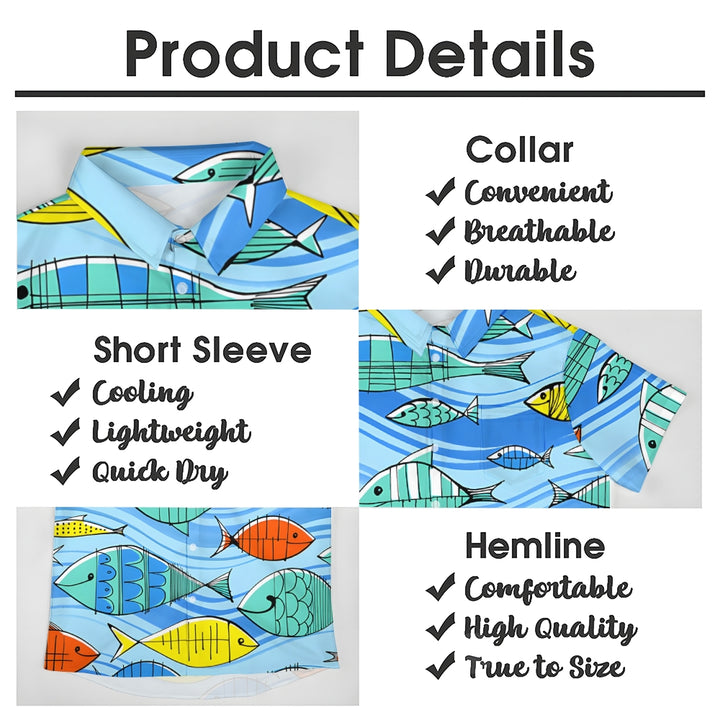 Fish Chest Pocket Short Sleeve Hawaiian Shirt 2401000129
