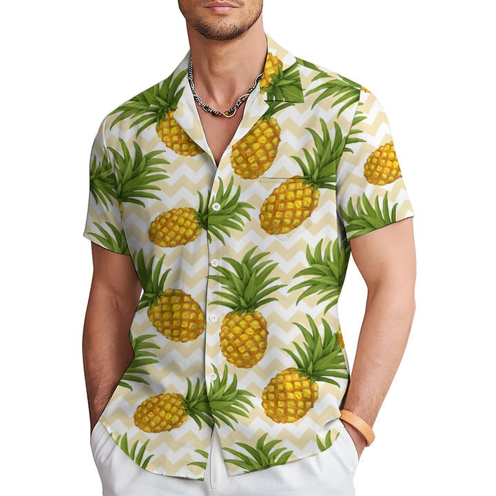 Men's Pineapple Casual Short Sleeve Shirt 2311000523