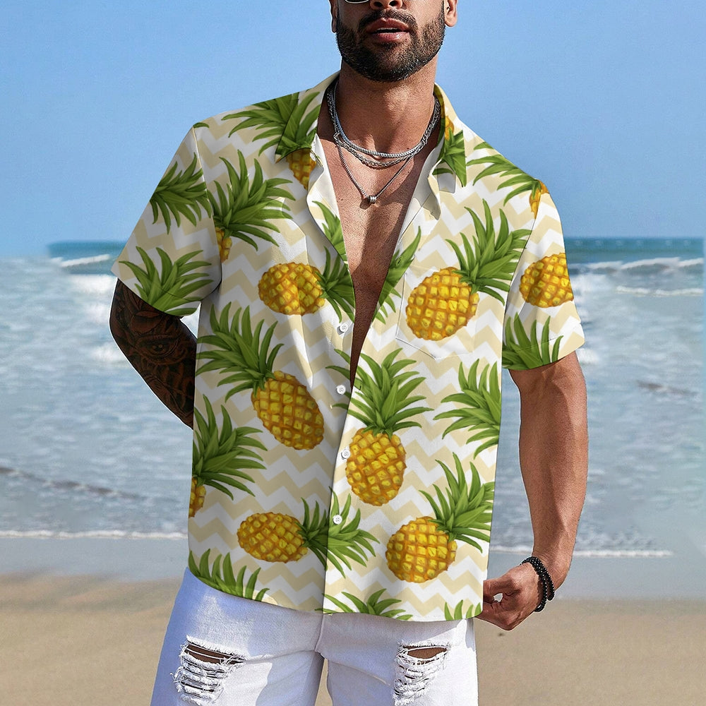 Men's Pineapple Casual Short Sleeve Shirt 2311000523