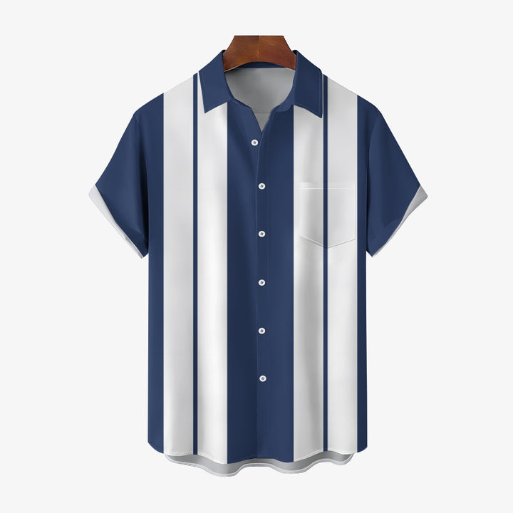 Men's Stripe Casual Short Sleeve Shirt 2312000336