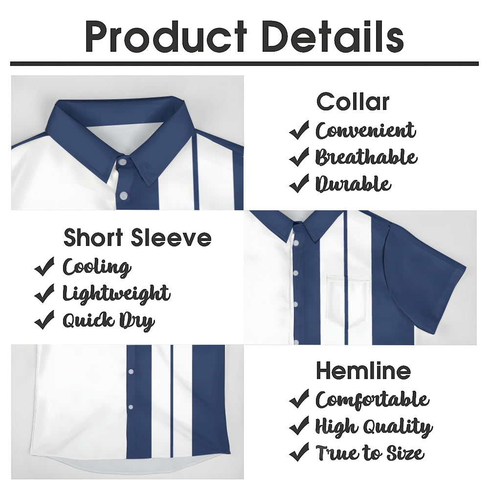 Men's Stripe Casual Short Sleeve Shirt 2312000336