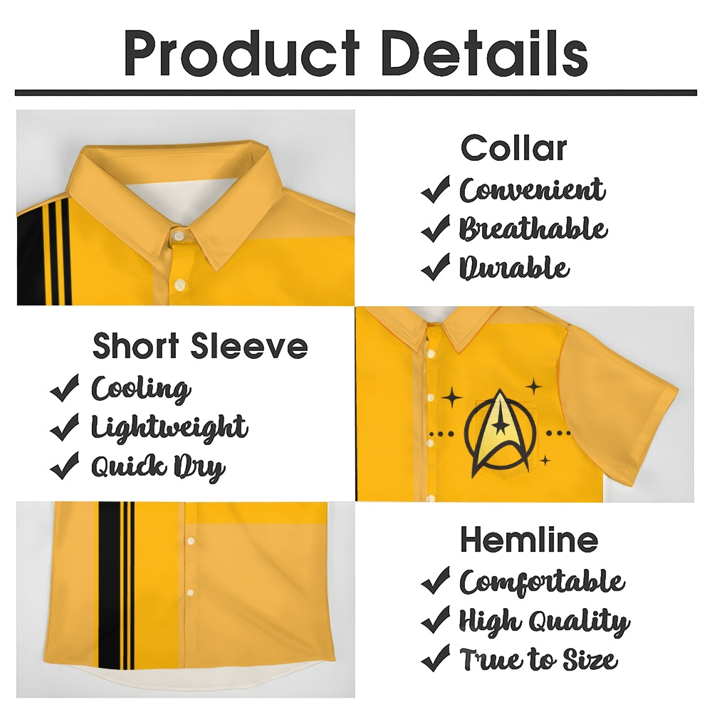 Men's Casual Star Chest Pocket Short Sleeve Shirt 2309000381