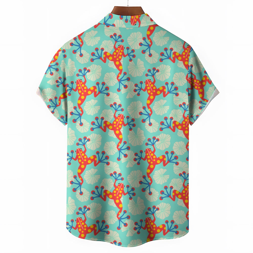 Men's Rainforest Tree Frog Casual Short Sleeve Shirt 2402000003