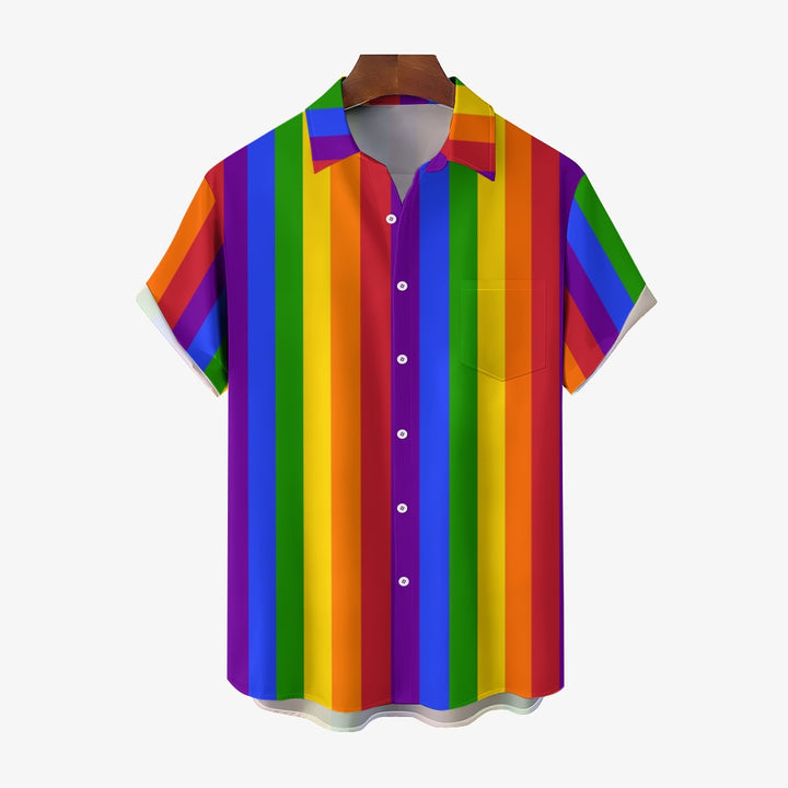 Men's Rainbow Casual Short Sleeve Shirt 2311000740