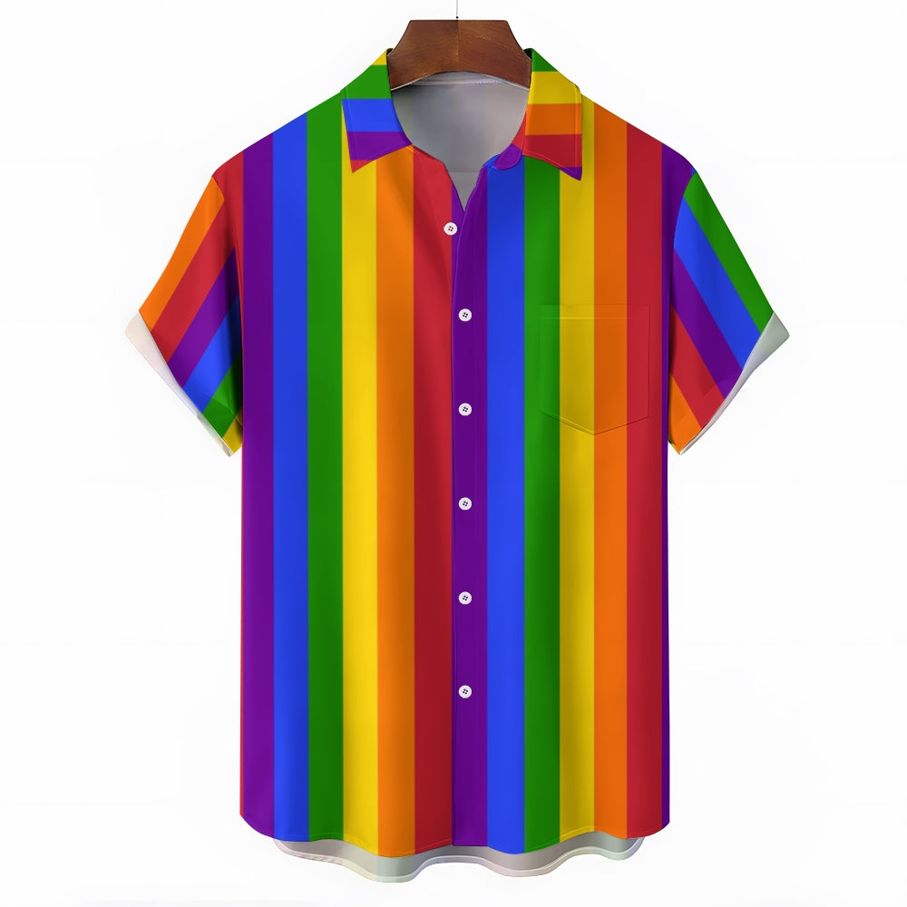 Men's Rainbow Casual Short Sleeve Shirt 2311000740