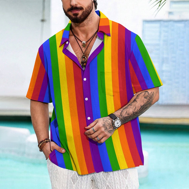 Men's Rainbow Casual Short Sleeve Shirt 2311000740