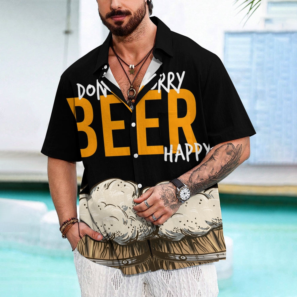 Men's Don'T Worry Beer Happy Casual Short Sleeve Shirt 2312000262