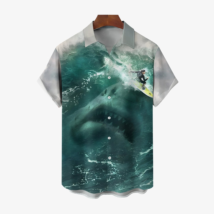 Men's Shark Casual Short Sleeve Shirt 2401000078