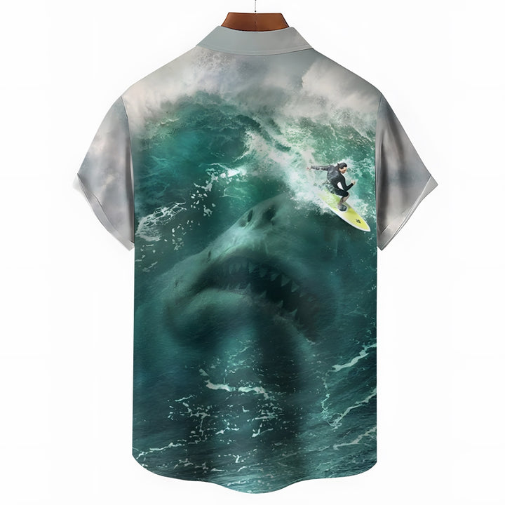Men's Shark Casual Short Sleeve Shirt 2401000078