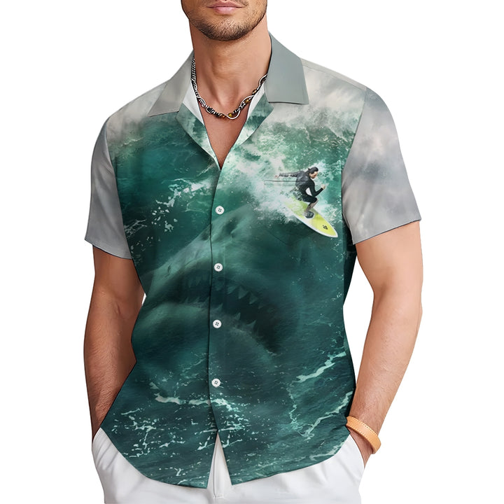 Men's Shark Casual Short Sleeve Shirt 2401000078