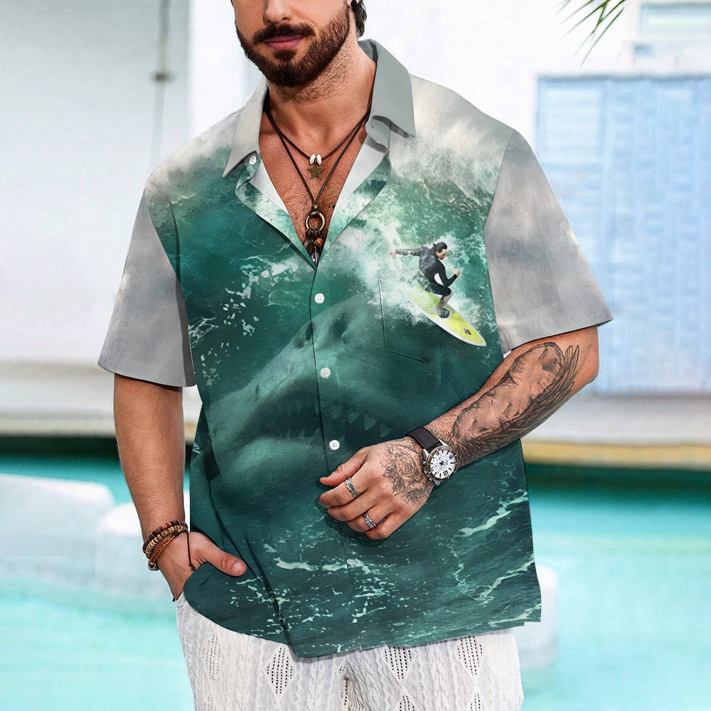 Men's Shark Casual Short Sleeve Shirt 2401000078