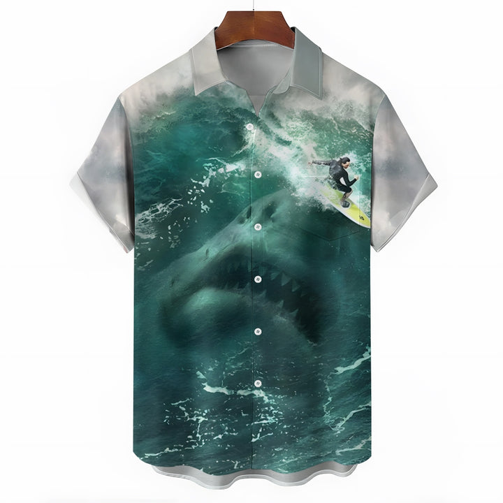 Men's Shark Casual Short Sleeve Shirt 2401000078