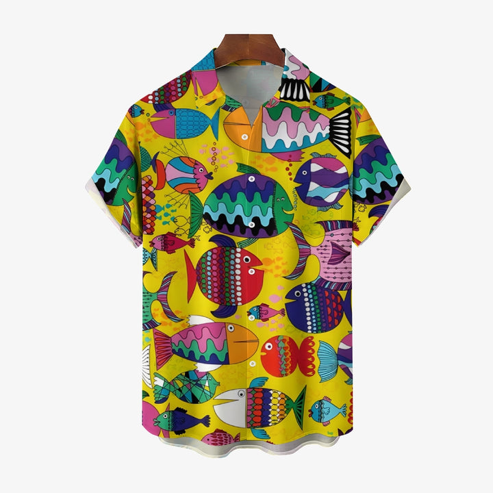 Colorful Fish Casual Short Sleeve Shirt 2402000347