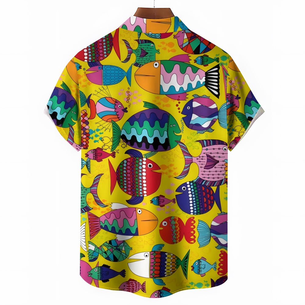 Colorful Fish Casual Short Sleeve Shirt 2402000347