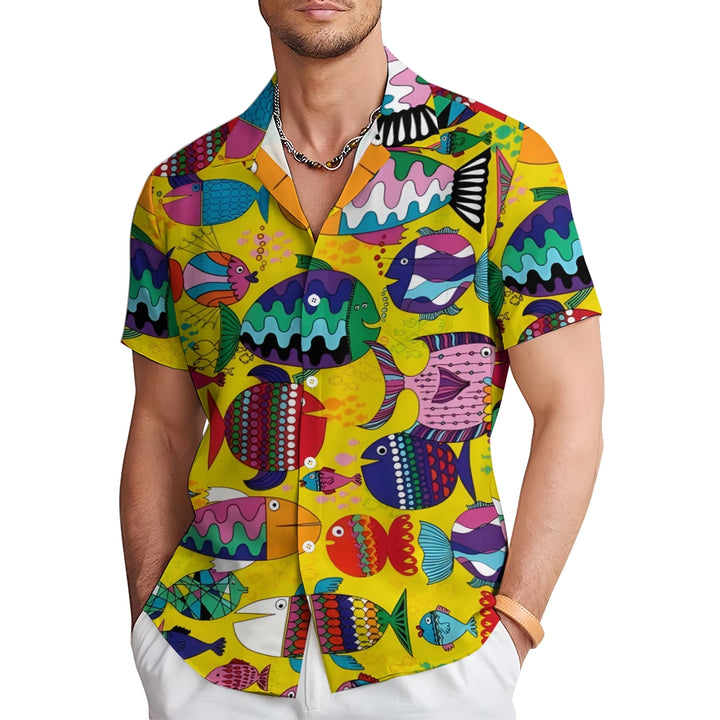 Colorful Fish Casual Short Sleeve Shirt 2402000347