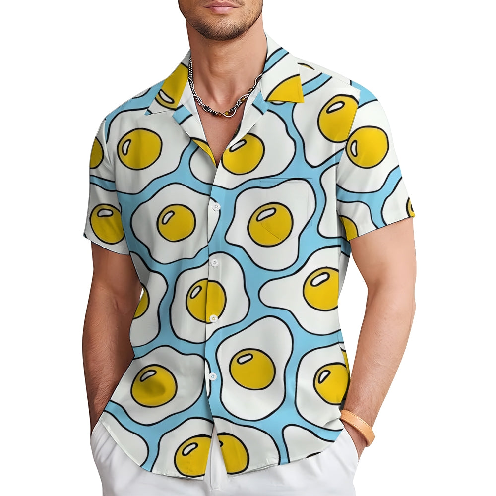 Men's Fried Egg Casual Short Sleeve Shirt 2401000203