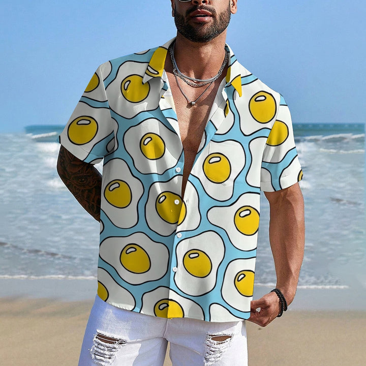 Men's Fried Egg Casual Short Sleeve Shirt 2401000203