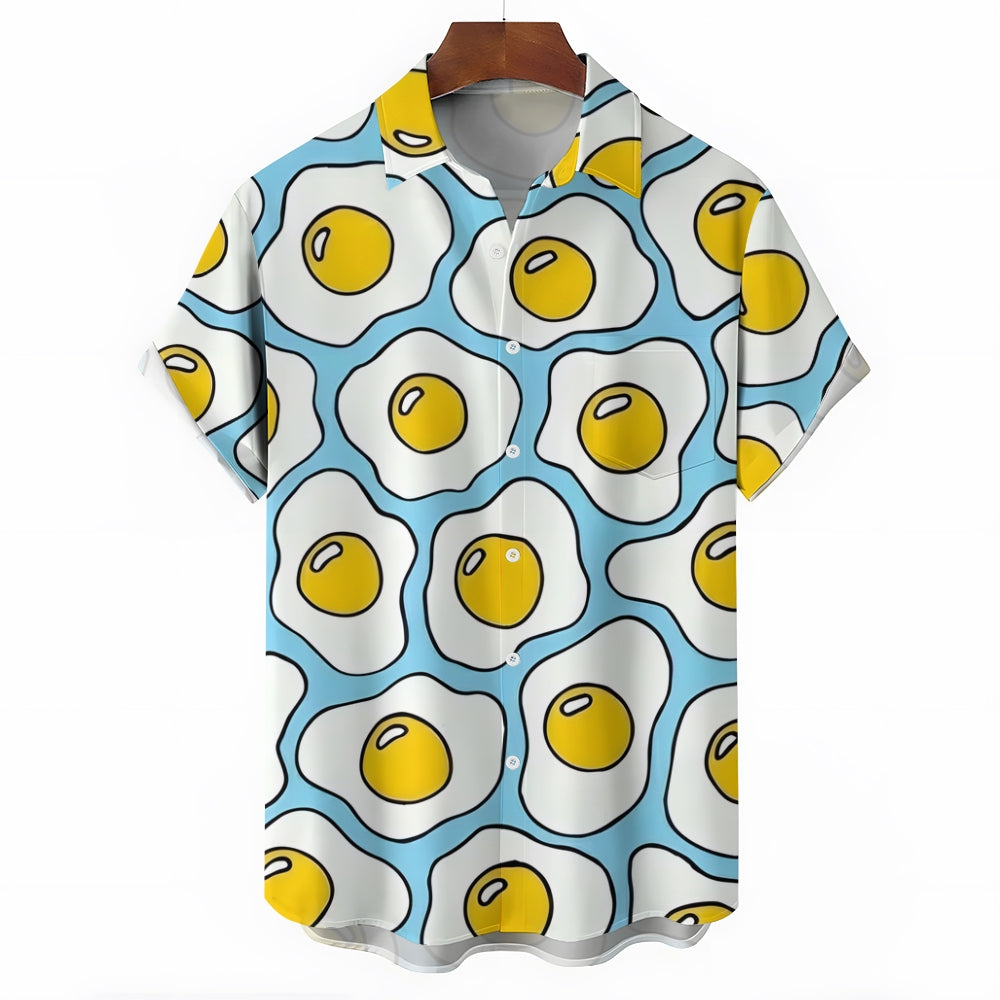Men's Fried Egg Casual Short Sleeve Shirt 2401000203