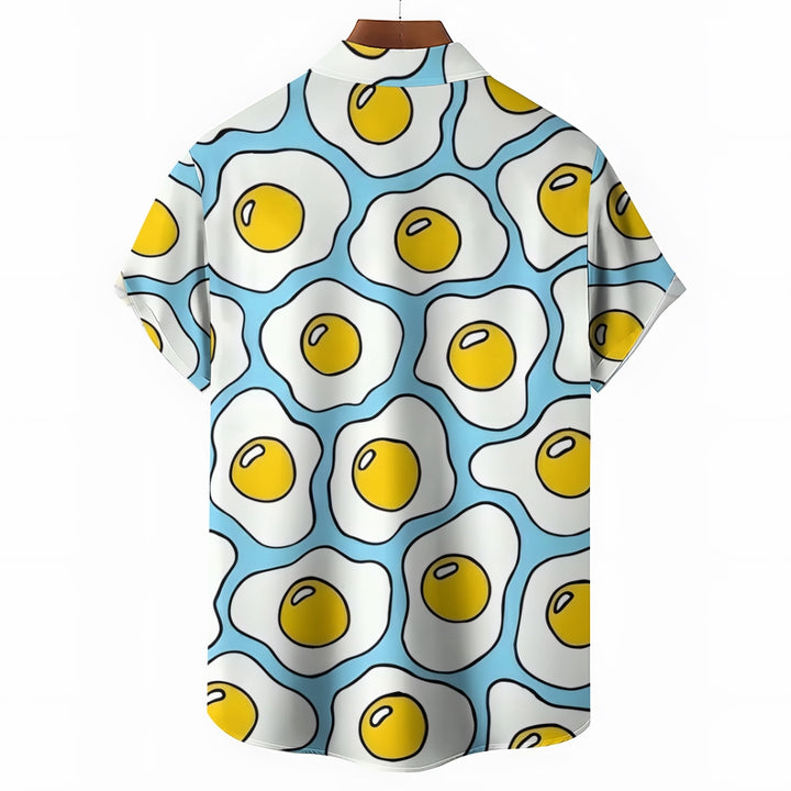 Men's Fried Egg Casual Short Sleeve Shirt 2401000203