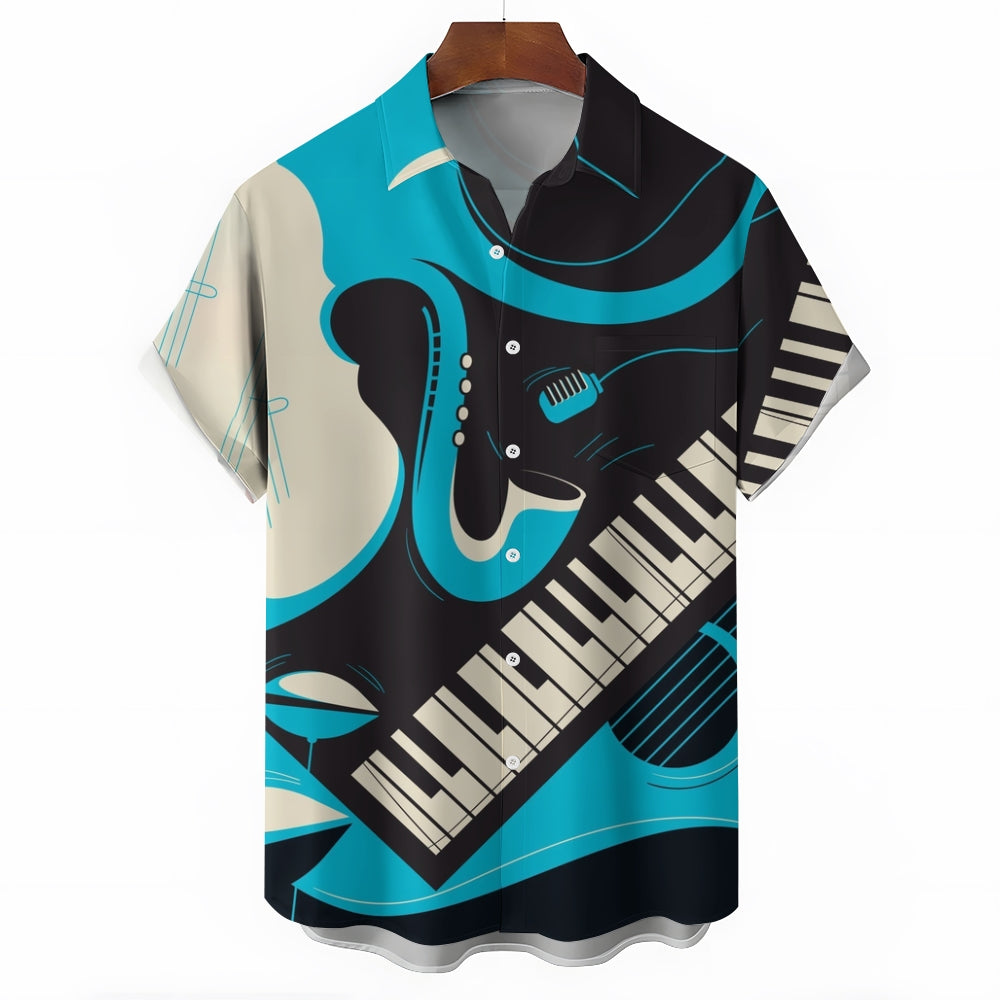 Men's Musical Instrument Casual Short Sleeve Shirt 2312000374