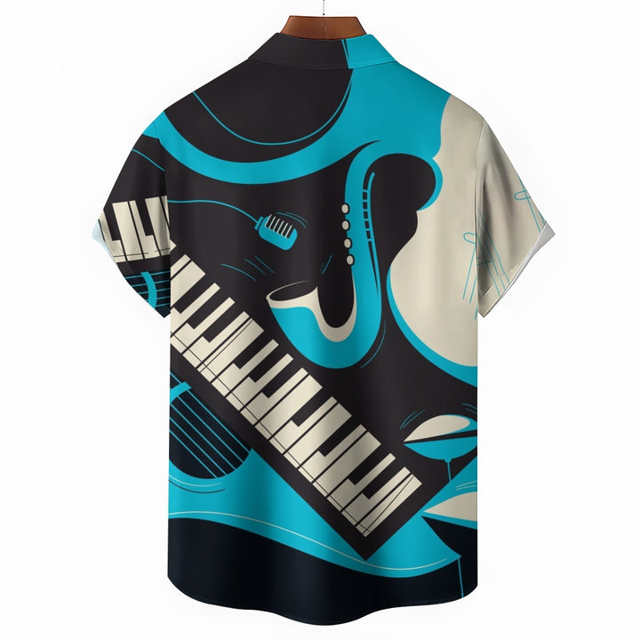 Men's Musical Instrument Casual Short Sleeve Shirt 2312000374