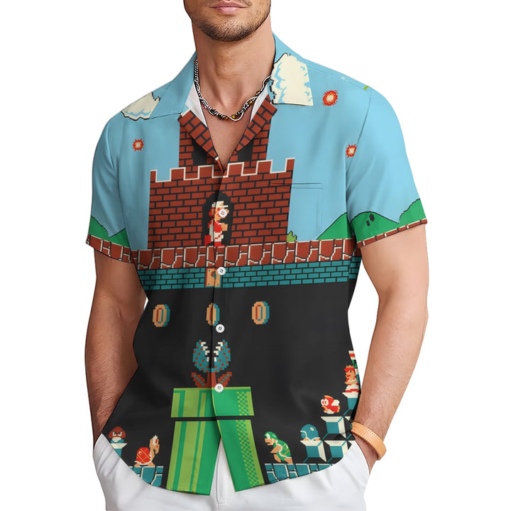 Men's Game Print Casual Short Sleeve Shirt 2306103200