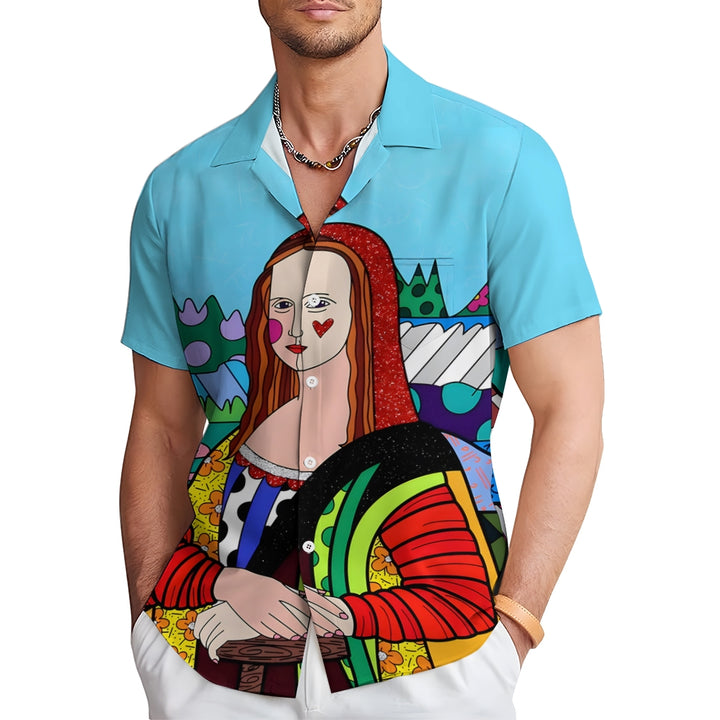 Men's Mona Lisa Smile Casual Short Sleeve Shirt 2312000476