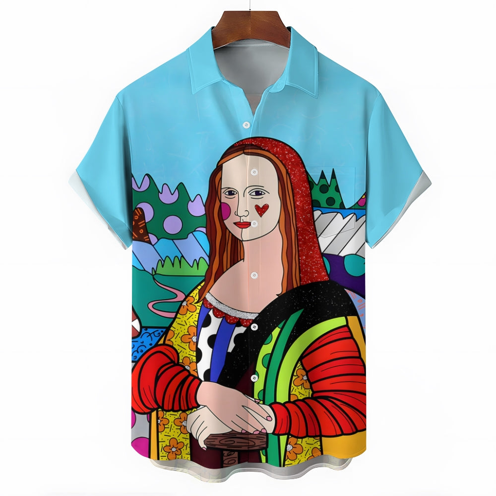 Men's Mona Lisa Smile Casual Short Sleeve Shirt 2312000476