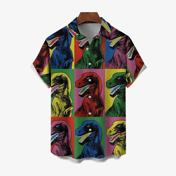 Dinosaur Casual Chest Pocket Short Sleeved Shirt 2310000192