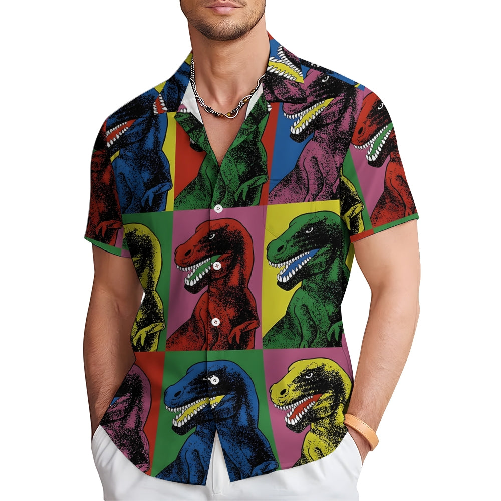 Dinosaur Casual Chest Pocket Short Sleeved Shirt 2310000192