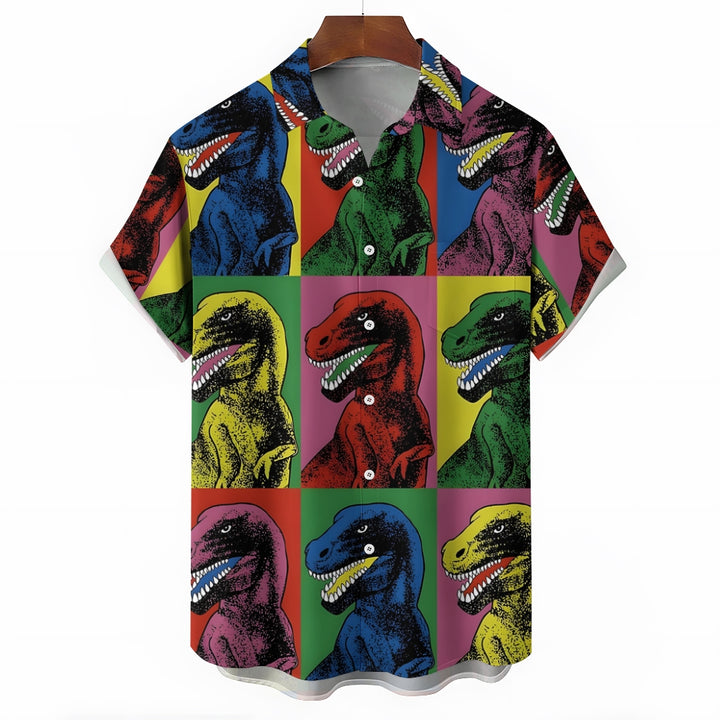 Dinosaur Casual Chest Pocket Short Sleeved Shirt 2310000192