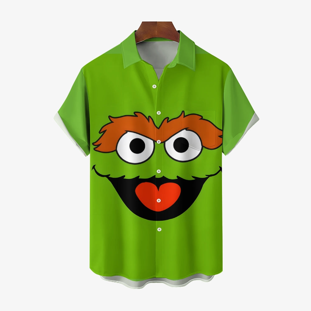 Casual Short-Sleeved Shirt Worn By Cartoon Characters With Friends 2401000301