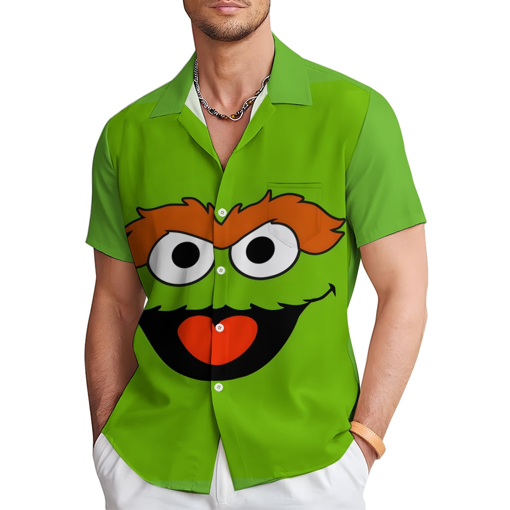Casual Short-Sleeved Shirt Worn By Cartoon Characters With Friends 2401000301