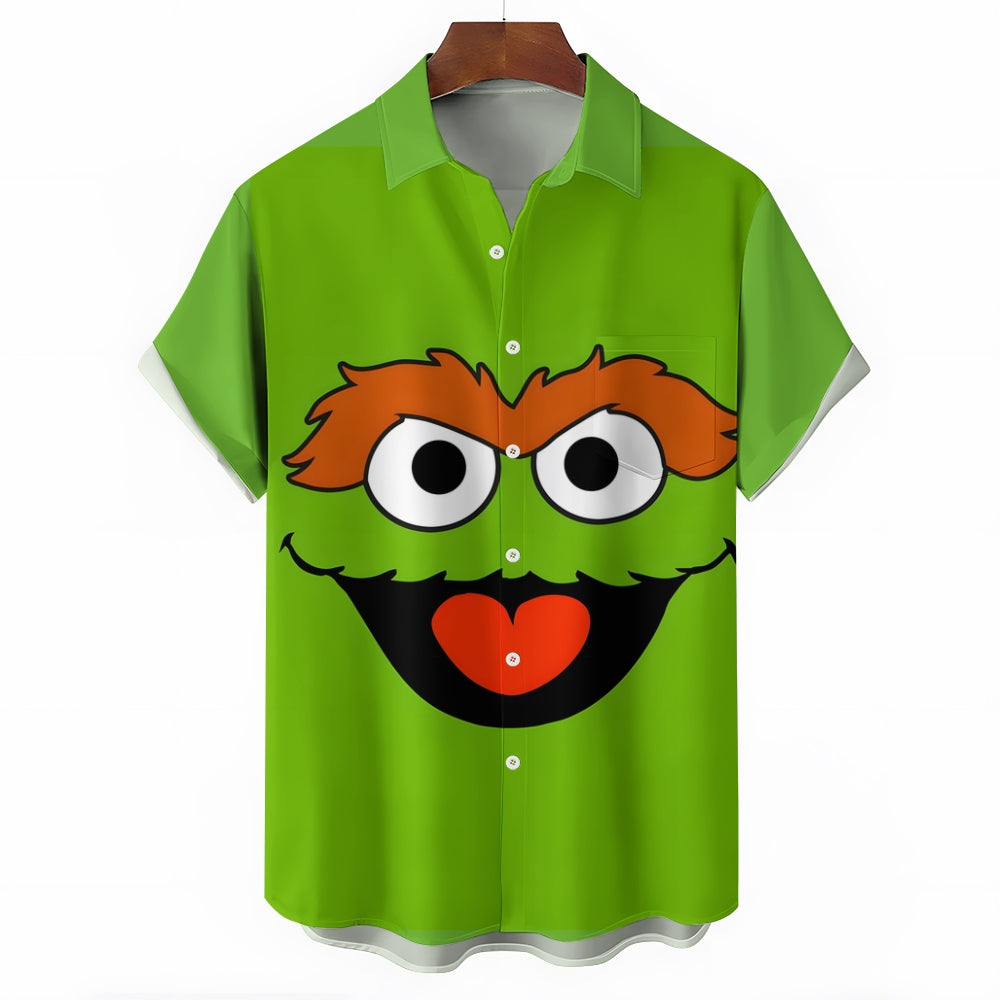 Casual Short-Sleeved Shirt Worn By Cartoon Characters With Friends 2401000301