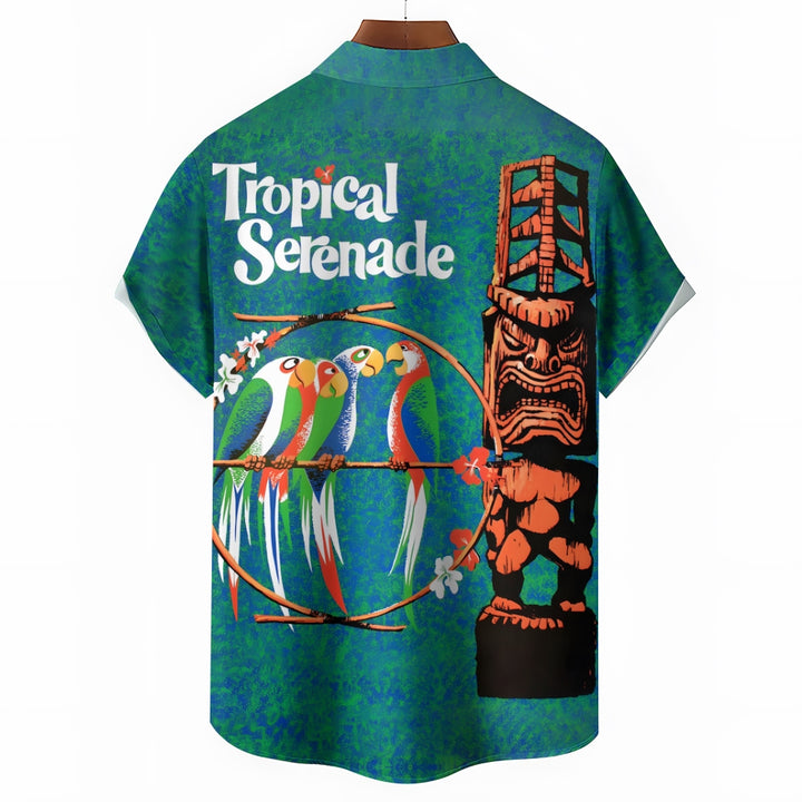 Retro Tiki Art Casual Short Sleeve Shirt 2402000165