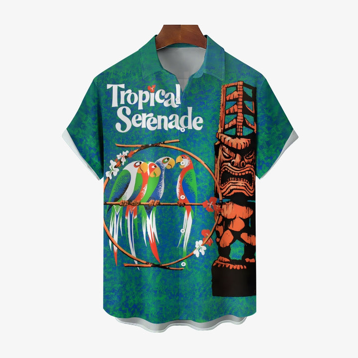 Retro Tiki Art Casual Short Sleeve Shirt 2402000165