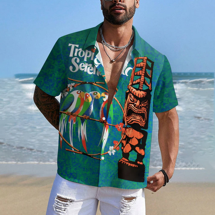 Retro Tiki Art Casual Short Sleeve Shirt 2402000165