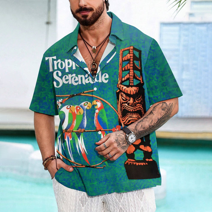 Retro Tiki Art Casual Short Sleeve Shirt 2402000165