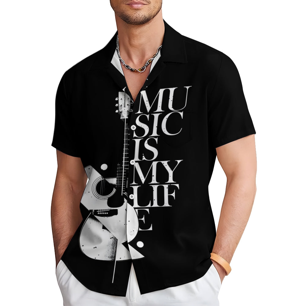 Men's Music Is My Life Casual Short Sleeve Shirt 2312000456