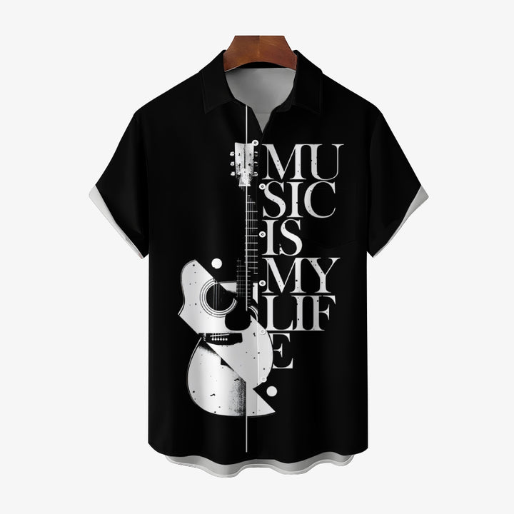 Men's Music Is My Life Casual Short Sleeve Shirt 2312000456
