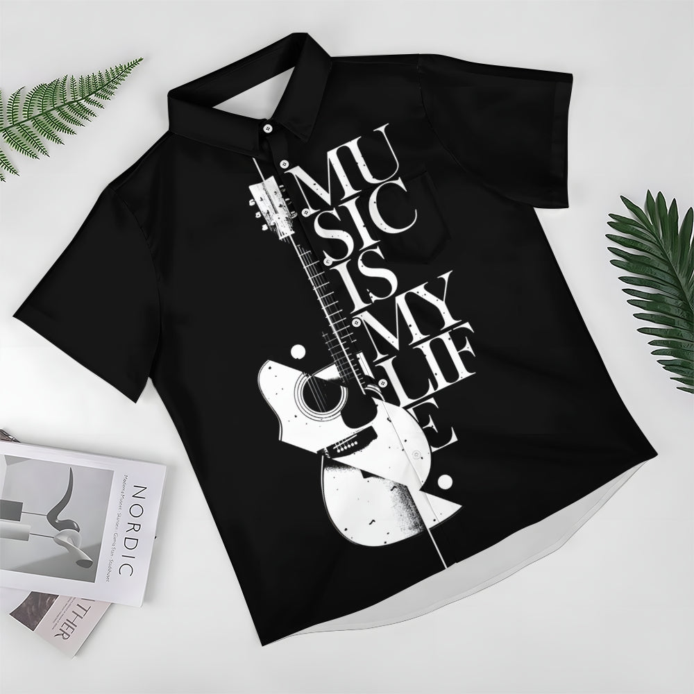 Men's Music Is My Life Casual Short Sleeve Shirt 2312000456