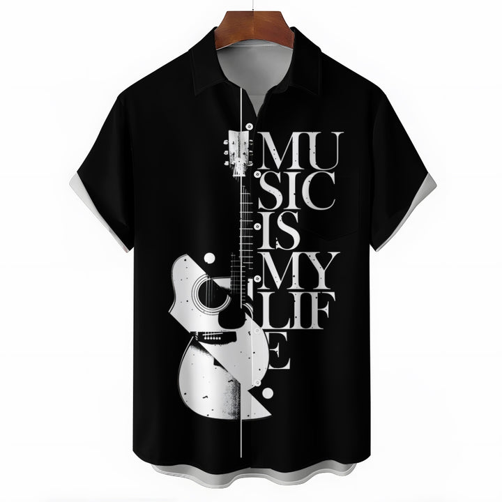 Men's Music Is My Life Casual Short Sleeve Shirt 2312000456